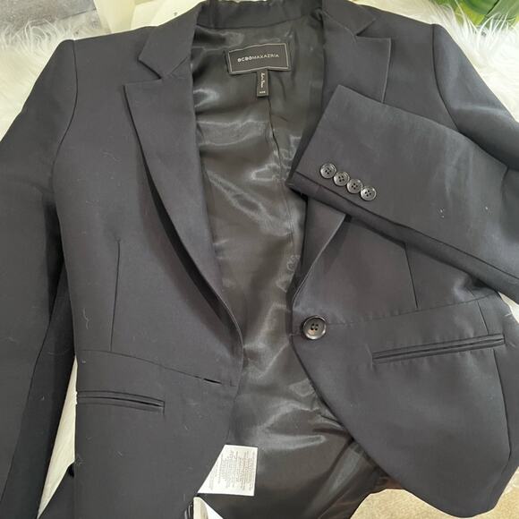 NEW BCBGMAXAZRIA Runway Silk Cotton Tailored Classic Tuxedo Blazer Jacket XXS - Picture 13 of 15